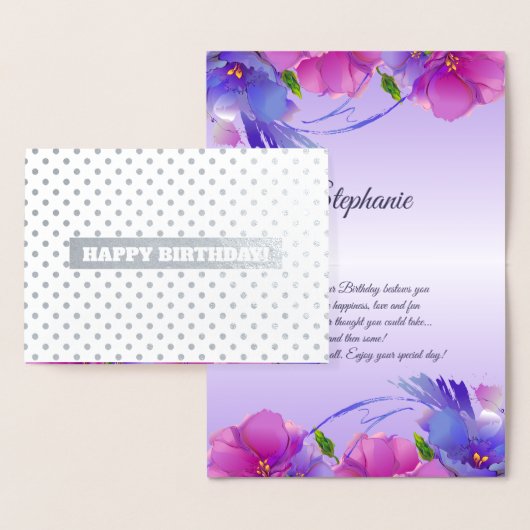 Gefeliciteerd. Waterverf bloemenluxe Folie Kaarten (Display)