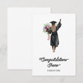 Gefeliciteerd Waterverf Dark Skin Girl Flowers (Voorkant / Achterkant)