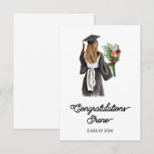 Gefeliciteerd Waterverf Dark Skin Girl Flowers (Voorkant / Achterkant)