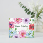 Gefeliciteerd Waterverf Klaprozen Bloemen Briefkaart (Staand voorkant)