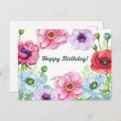 Gefeliciteerd Waterverf Klaprozen Bloemen Briefkaart (Voorkant / Achterkant)