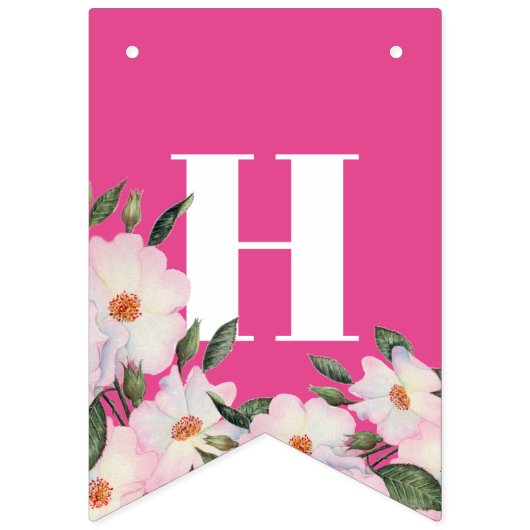 Gefeliciteerd Waterverf Roses Ballerina Vlaggetjes (Tweede vlag)