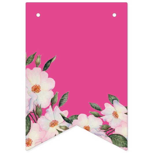 Gefeliciteerd Waterverf Roses Ballerina Vlaggetjes (Eerste vlag)