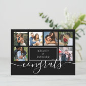 Gefeliciteerd Weddenschap Foto Collage Black en Wh Kaart (Staand voorkant)