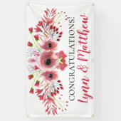 Gefeliciteerd Wedding Banner Poppy Red Flowers (Verticaal)