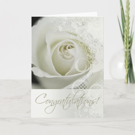 Gefeliciteerd Wedding Bridal Lace Roos (wit) Feestdagen Kaart (Voorkant)