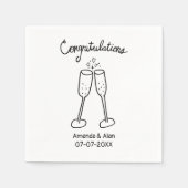 Gefeliciteerd Wedding Champagne Sketch CUSTOM Servet (Voorkant)