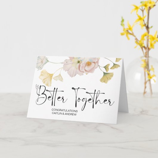 Gefeliciteerd Wedding Newly Weds Bride en Groom Kaart (Gele Bloem)