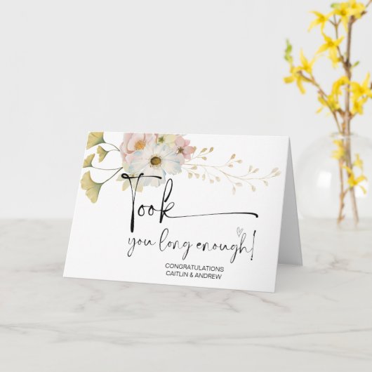 Gefeliciteerd Wedding Newly Weds Bride en Groom Kaart (Gele Bloem)