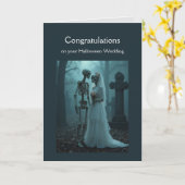 Gefeliciteerd Wedding Skeleton Paar  Kaart (Gele Bloem)