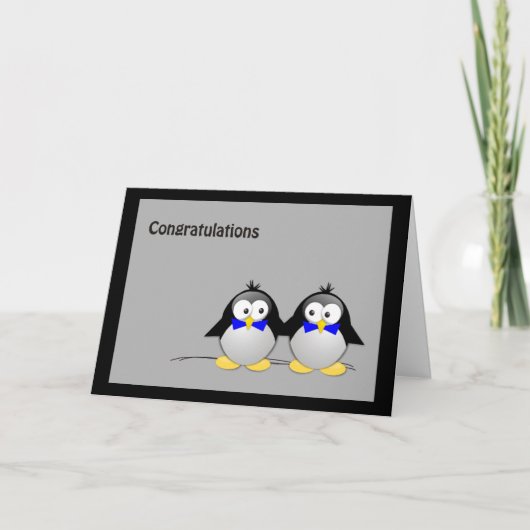 Gefeliciteerd Wedding/Union Gay- Penguins Kaart (Voorkant)