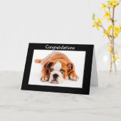 Gefeliciteerd Wenskaart Bulldog Kaart (Gele Bloem)