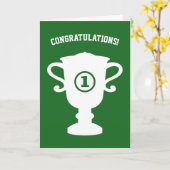 Gefeliciteerd wenskaart met sporttrofee kaart (Gele Bloem)