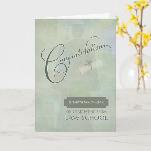 Gefeliciteerd Wetsschool Afstuderen Aangepaste naa Kaart (Gele Bloem)