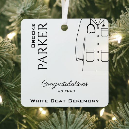 Gefeliciteerd White Coat Ceremony Medical Doctor Metalen Ornament (Insitu)