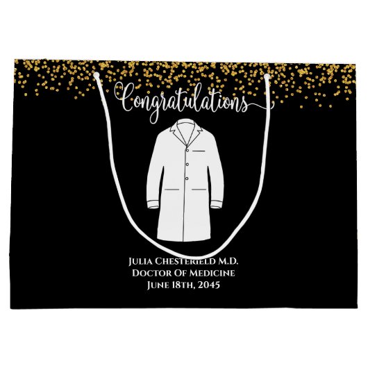 Gefeliciteerd, White Coat Physician Doctor Groot Cadeauzakje (Achterkant)