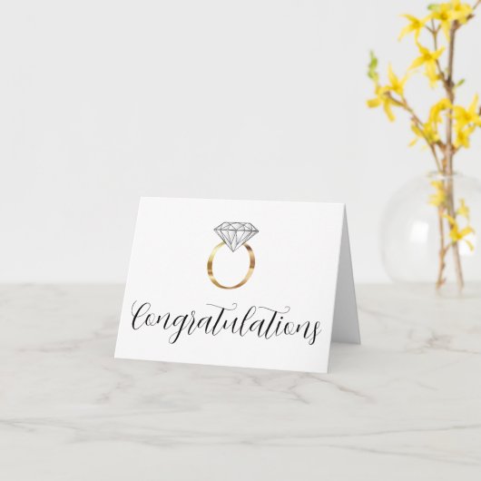 Gefeliciteerd White Diamond Ring Bruiloft Kaart (Gele Bloem)
