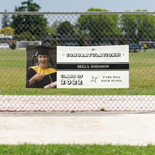 Gefeliciteerd, White en Dark Monogram Spandoek (Insitu)