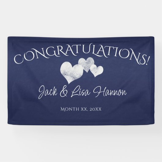 Gefeliciteerd White Hearts met de bruiloft van de Spandoek (Horizontaal)