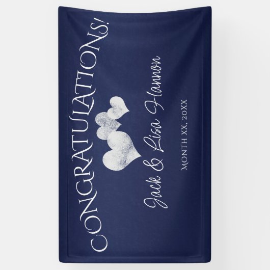 Gefeliciteerd White Hearts met de bruiloft van de Spandoek (Verticaal)