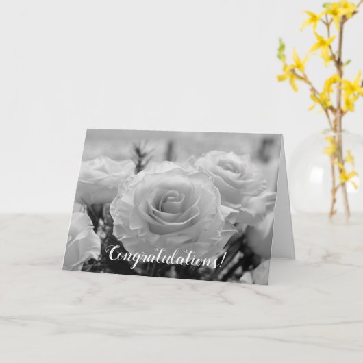 Gefeliciteerd White Roses Weduwskaart Kaart (Gele Bloem)