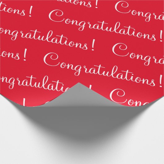 Gefeliciteerd White Script Red Afstuderen Cadeaupapier (Hoek)