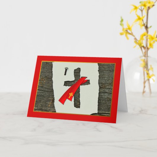 Gefeliciteerd, wijding als diaken, kruis, nagel kaart (Gele Bloem)