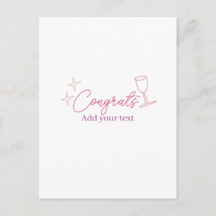 Gefeliciteerd wijn glas sterren roze pastel vet re briefkaart