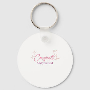 Gefeliciteerd wijn glas sterren roze pastel vet re sleutelhanger