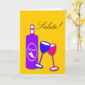 Gefeliciteerd Wijnfles en Glazen Kaart (Gele Bloem)