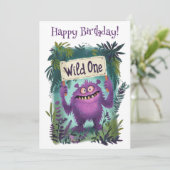 Gefeliciteerd, wilde bedankkaart (Staand voorkant)