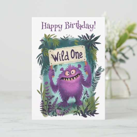 Gefeliciteerd, wilde bedankkaart (Staand voorkant)