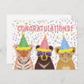 Gefeliciteerd - Wilde dieren illustreren Briefkaart