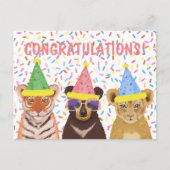 Gefeliciteerd - Wilde dieren illustreren Briefkaart (Voorkant)