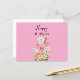 Gefeliciteerd Wildflowers Roze Briefkaart
