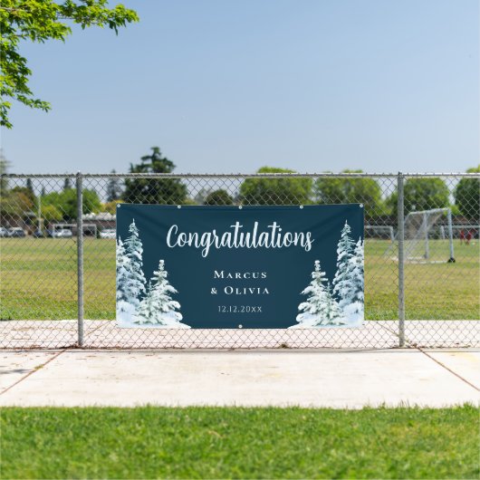 Gefeliciteerd Winter bruiloft banner (Insitu)