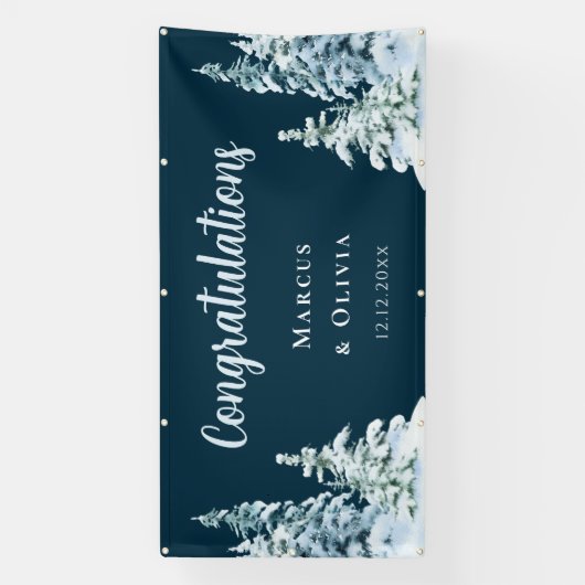 Gefeliciteerd Winter bruiloft banner (Verticaal)