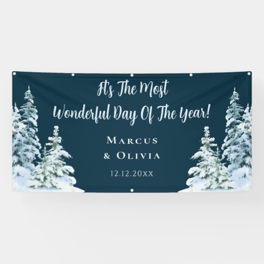 gefeliciteerd winter bruiloft spandoek (Horizontaal)