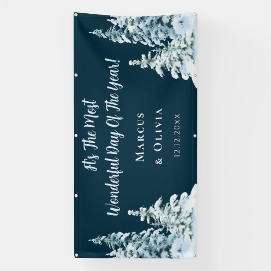  gefeliciteerd winter bruiloft spandoek (Verticaal)