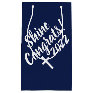 Gefeliciteerd Witte Kruistijd om Afstuderen blauw Klein Cadeauzakje