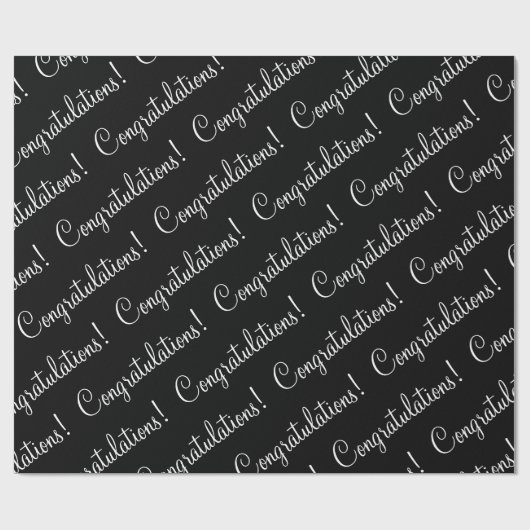 Gefeliciteerd Witte Script Bruiloft Afstuderen Cadeaupapier (Vlak)