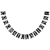 Gefeliciteerd, witte tekst op zwart vlaggetjes (Alle)