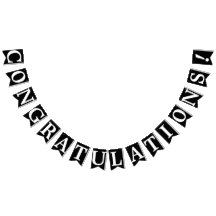 Gefeliciteerd, witte tekst op zwart