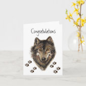 Gefeliciteerd, Wolven, Wolf Tracks AnimalCard Kaart (Gele Bloem)