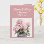 Gefeliciteerd Wonderbare Schoonzus Hydrangea Kaart (Gele Bloem)