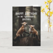 Gefeliciteerd Wonderlijke Broer Vriend Vossen Scha Kaart (Gele Bloem)