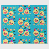 Gefeliciteerd YAY Emojis in feestelijke Petten Cadeaupapier (Vlak)