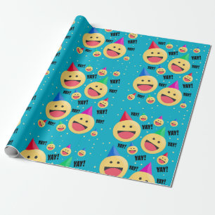 Gefeliciteerd YAY Emojis in feestelijke Petten Cadeaupapier