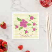 Gefeliciteerd Yellow Plaid Pink Floral Servet (Insitu)