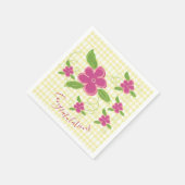 Gefeliciteerd Yellow Plaid Pink Floral Servet (Hoek)
